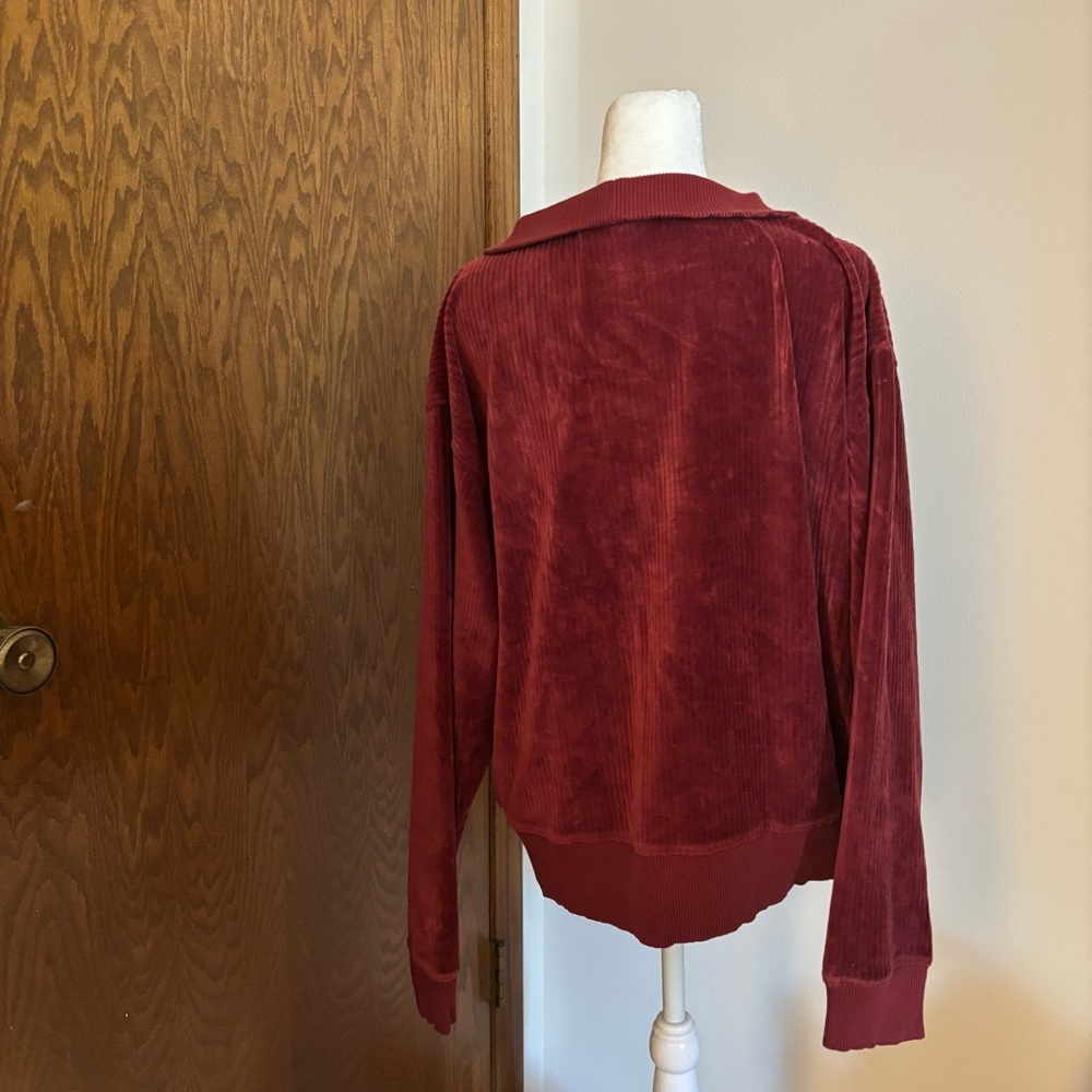 Universal Thread Red Velvet Ribbed Half Zip Pullover - Picture 5 of 8